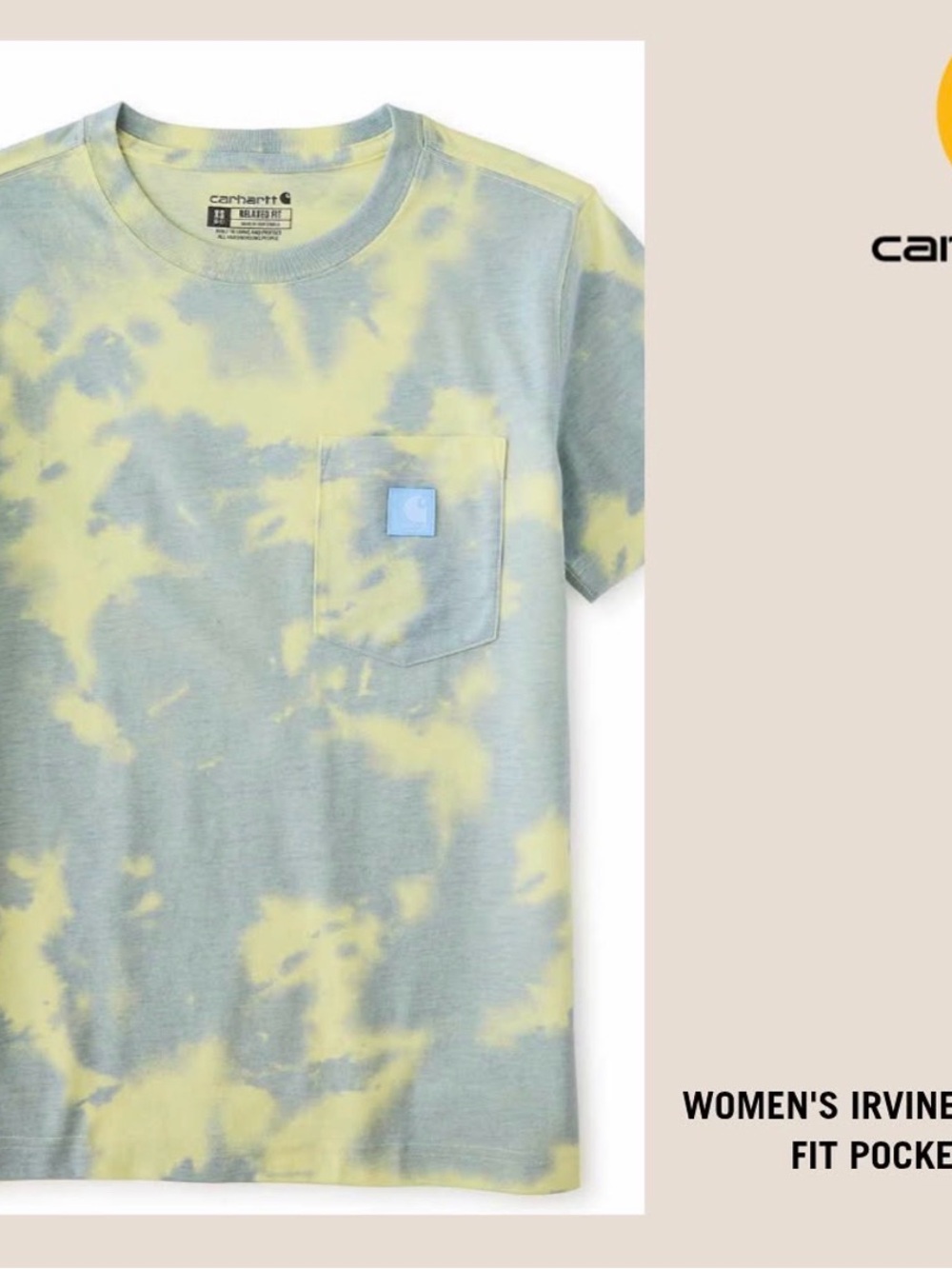 Carhartt Women's Tie-Dye Pocket Tee - Mint & Pale Yellow